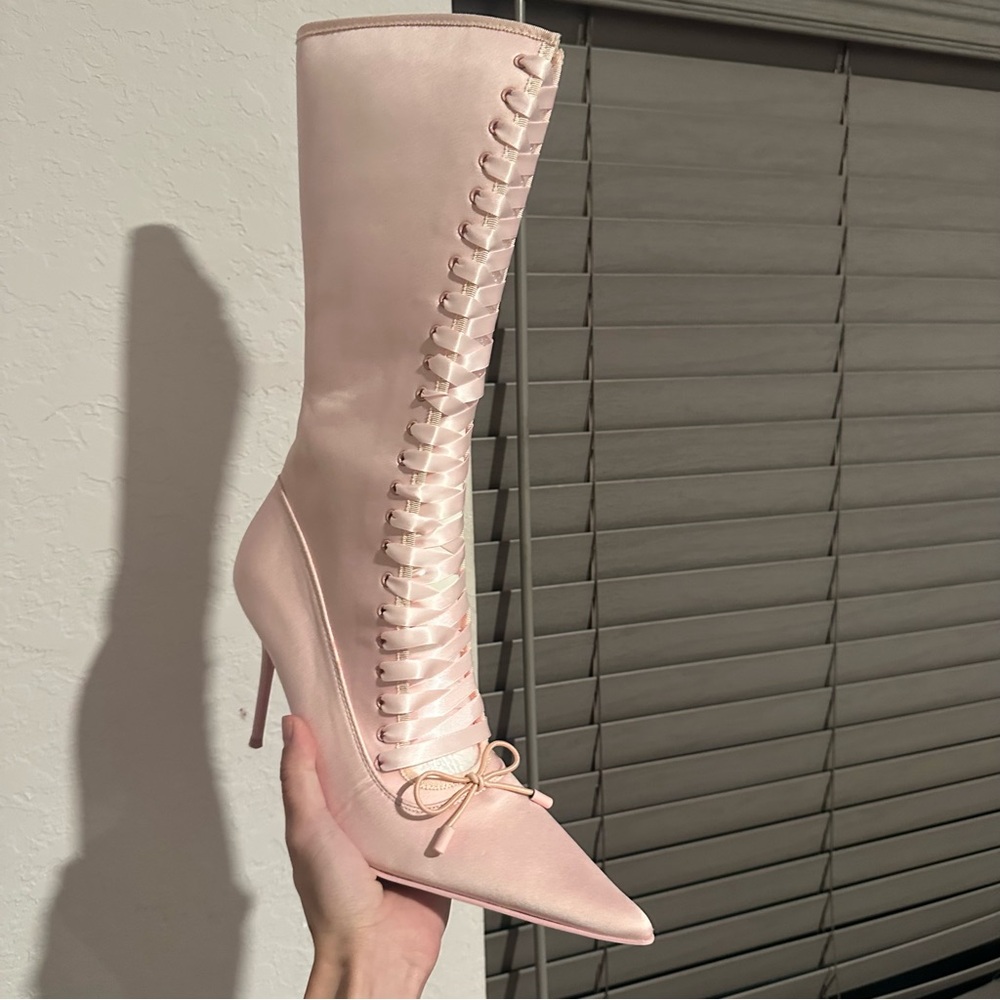 scandalous seduction heeled boots in pink by sugar thrillz (dolls kill) - Picture 4 of 10